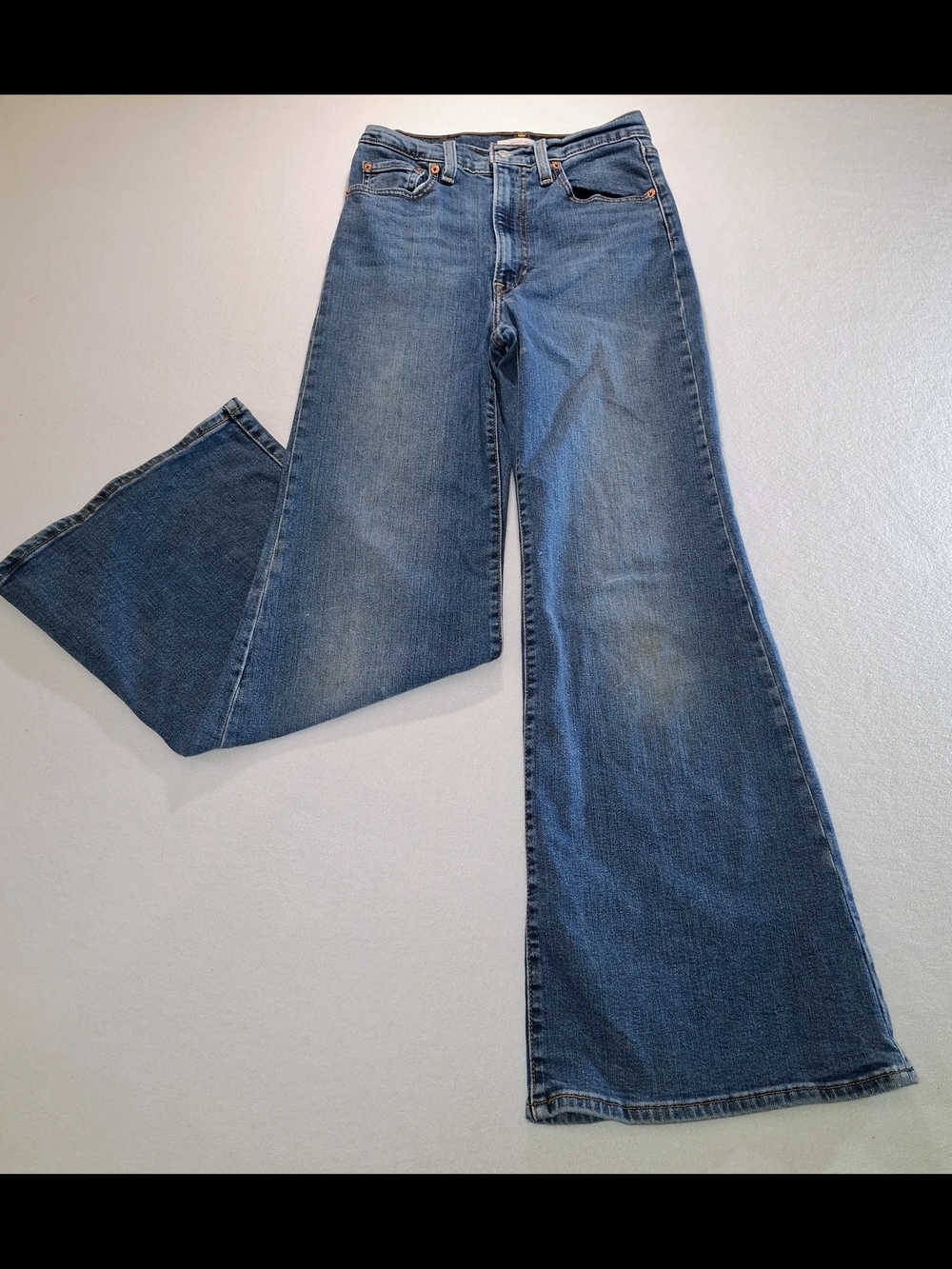 Levi's Medium Wash Wide-Leg Flare Jeans - Blue